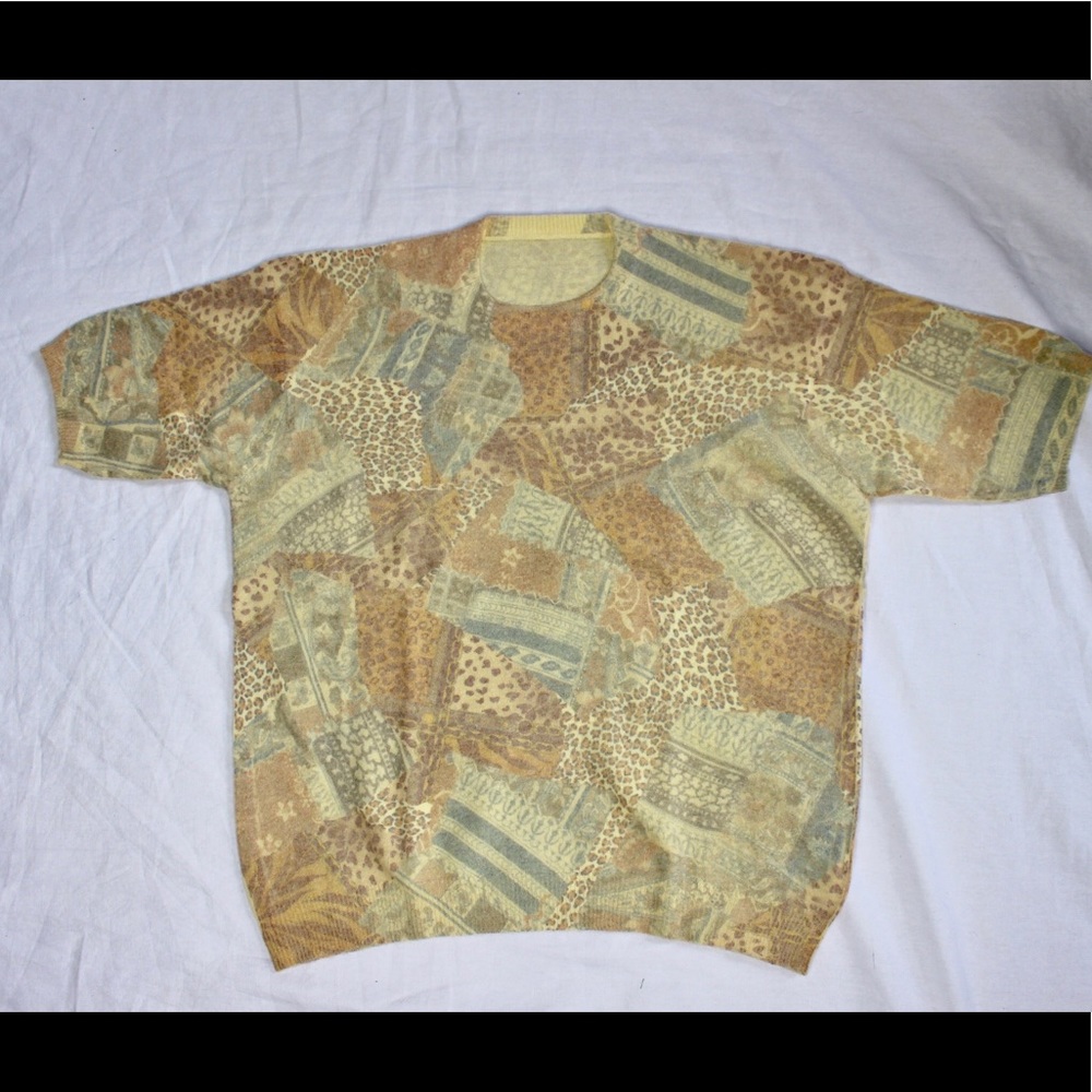 Soft Wool-like Short Sleeve Sweater Tee